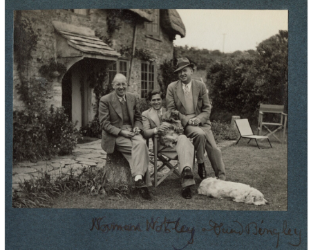 Norman Notley; David Brynley and an unknown man, possibly by Lady Ottoline Morrell, vintage snapshot print, 16 June 1936