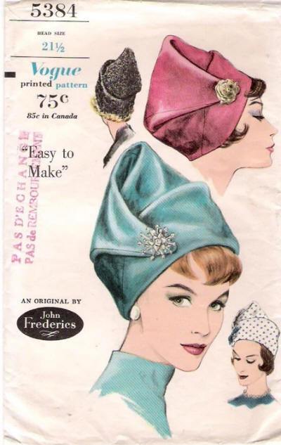 1960s John Frderics hat pattern - Vogue 5384